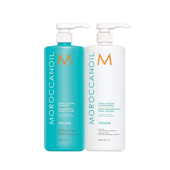 New: Moroccanoil Extra Volume Shampoo & Conditioner One Liter Set (33.8 Fl. Oz.) - Picture 1 of 9